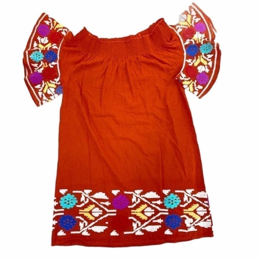 Gypsy05 Bohemian Embroidered Short Sleeve Top Size Medium